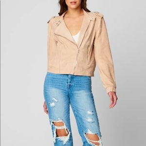 Faux Suede Moto Bomber
